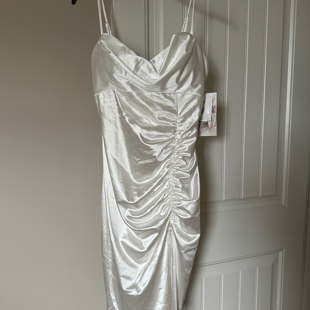 Honey and Rosie Ivory Satin Midi Dress